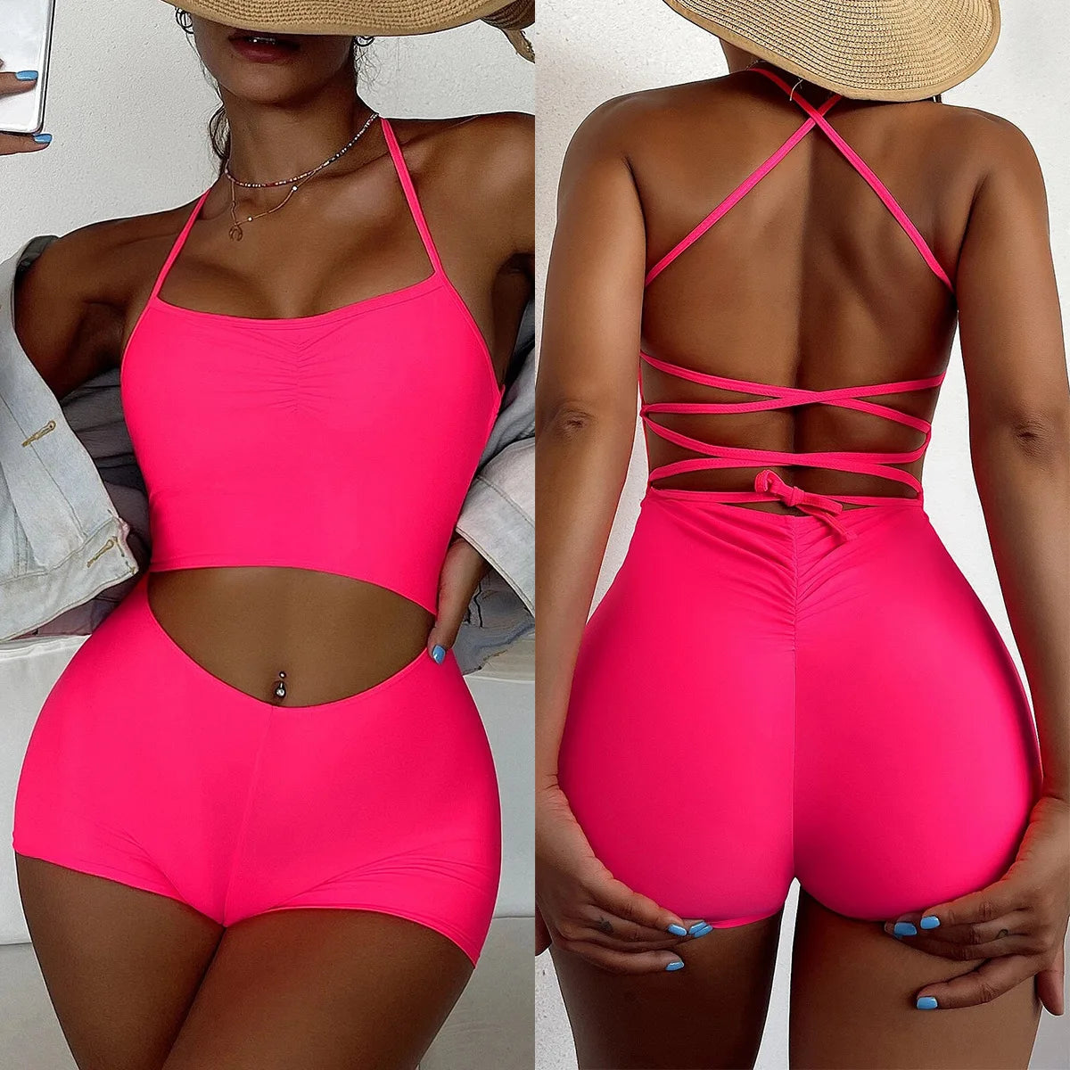 Hot Pink One Piece Swimsuit