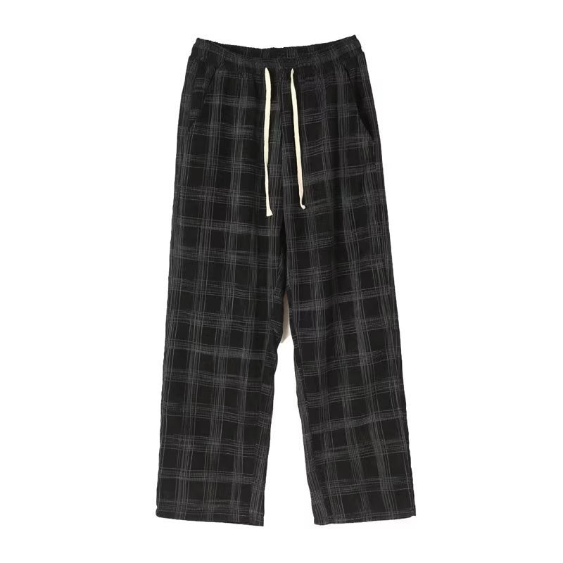 Mens Corduroy Straight Leg Plaid Pants - - pants