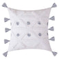 Cotton Macrame Pillow Case Woven Tufted Throw Pillow Cover With Tassel white light grey