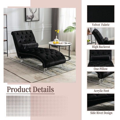 Black Velvet - Button-Tufted Upholstered Lounge Chair - - Recliners & Massage Chairs