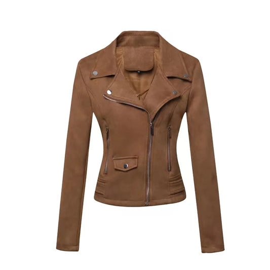 Winter Women Soft Suede Leather Jackets Short Coats