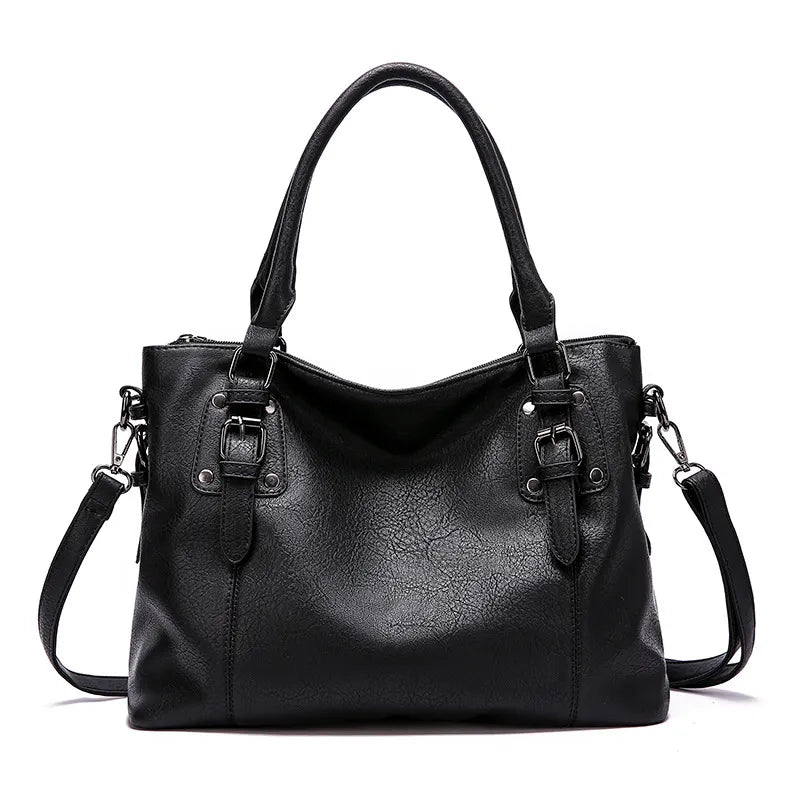 Retro Womens Shoulder Bag - Large Capacity - Black 250mm x 300mm x 50mm - handbag