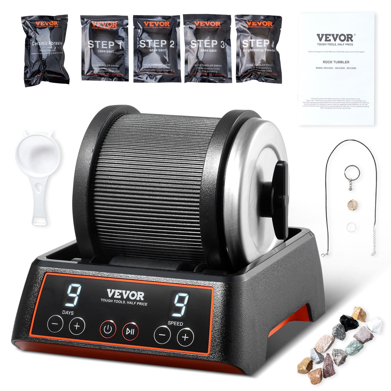 VEVOR Gem Master Rock Tumbler Kit - Hobby Kit 2.5Lbs - rock tumbler