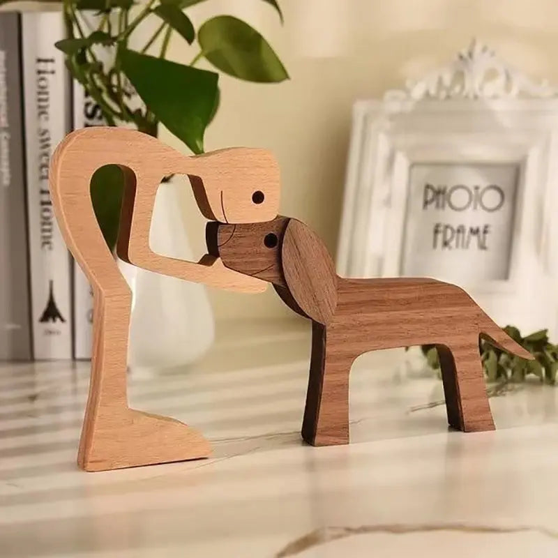 Handcrafted Wooden Puppy Figurine