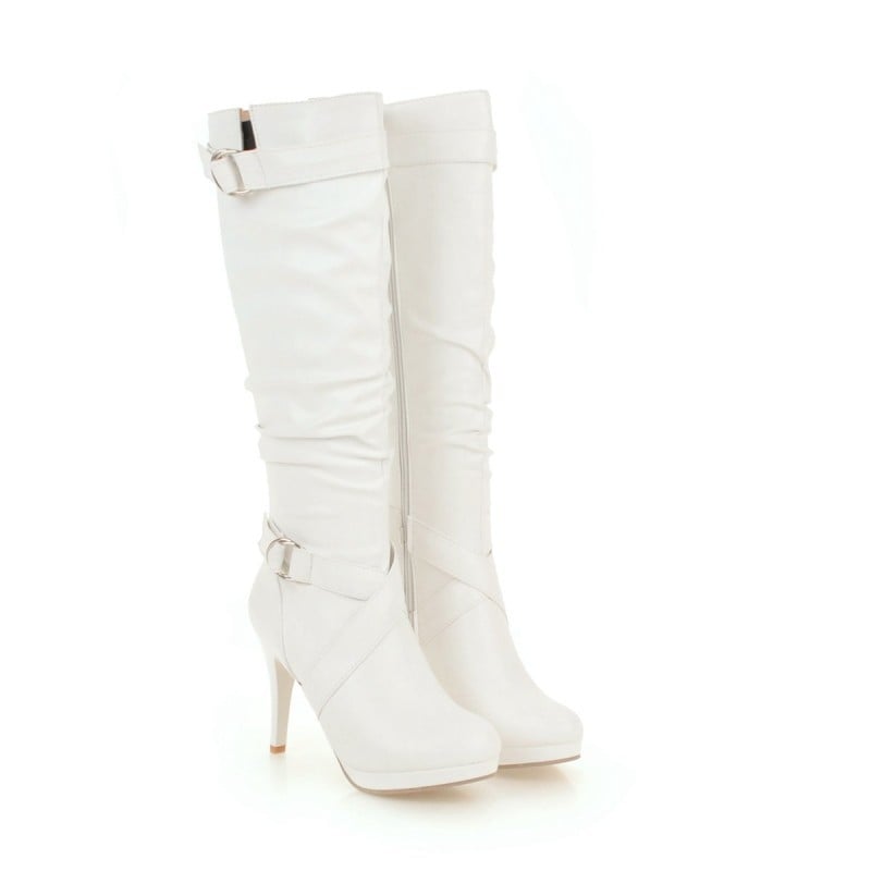 Stylish Simple High-Heeled Platform Stiletto Boots- Kia Day Design- {{Product type}}