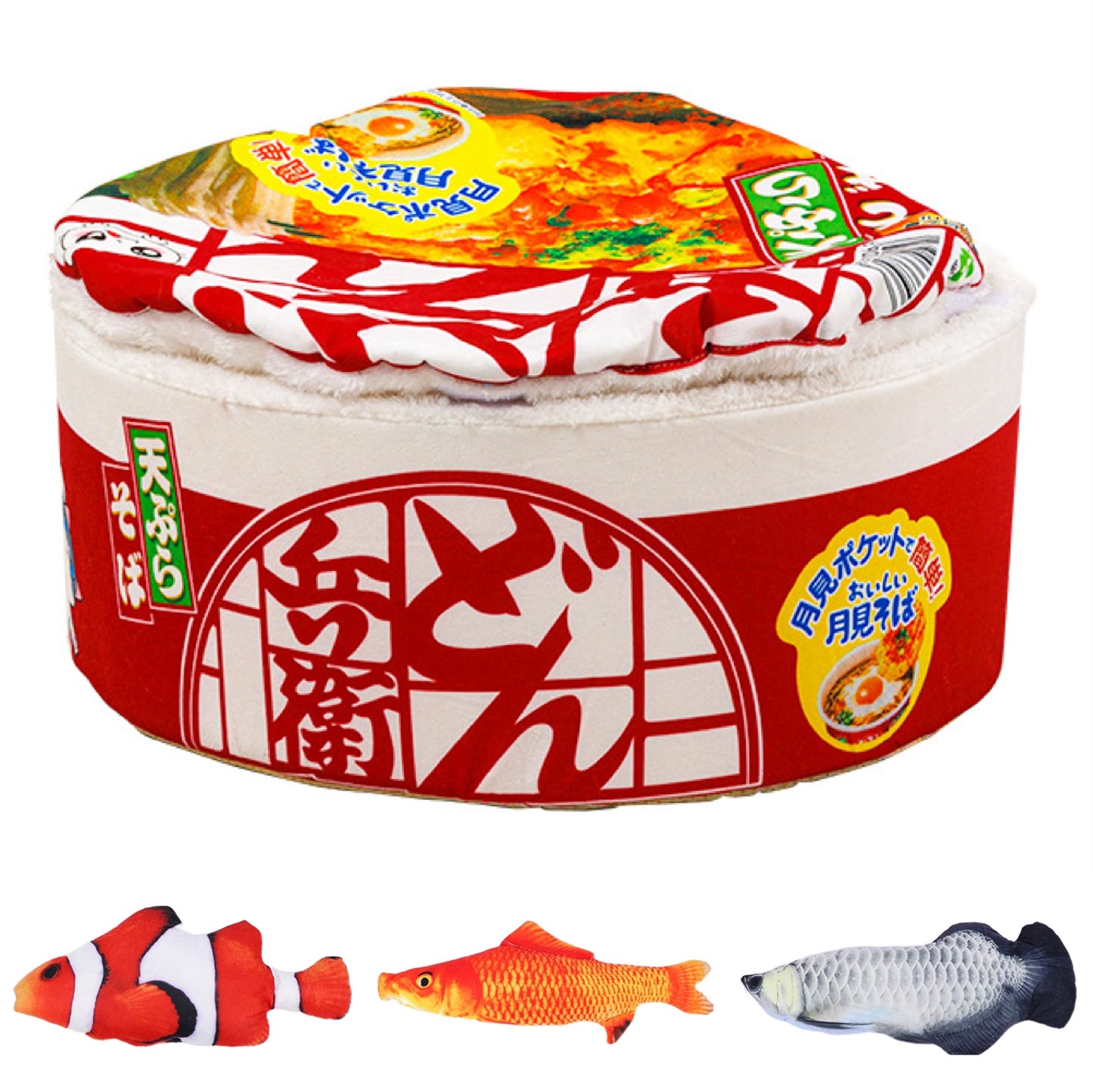 AGRICUE Ramen Instant Noodle Shaped Pet Bed Large Red - Red Ramen Cat Bed Large - Pet bed