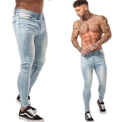 Mens Fit Patchwork Jeans Pants - Blue 2XL - jeans
