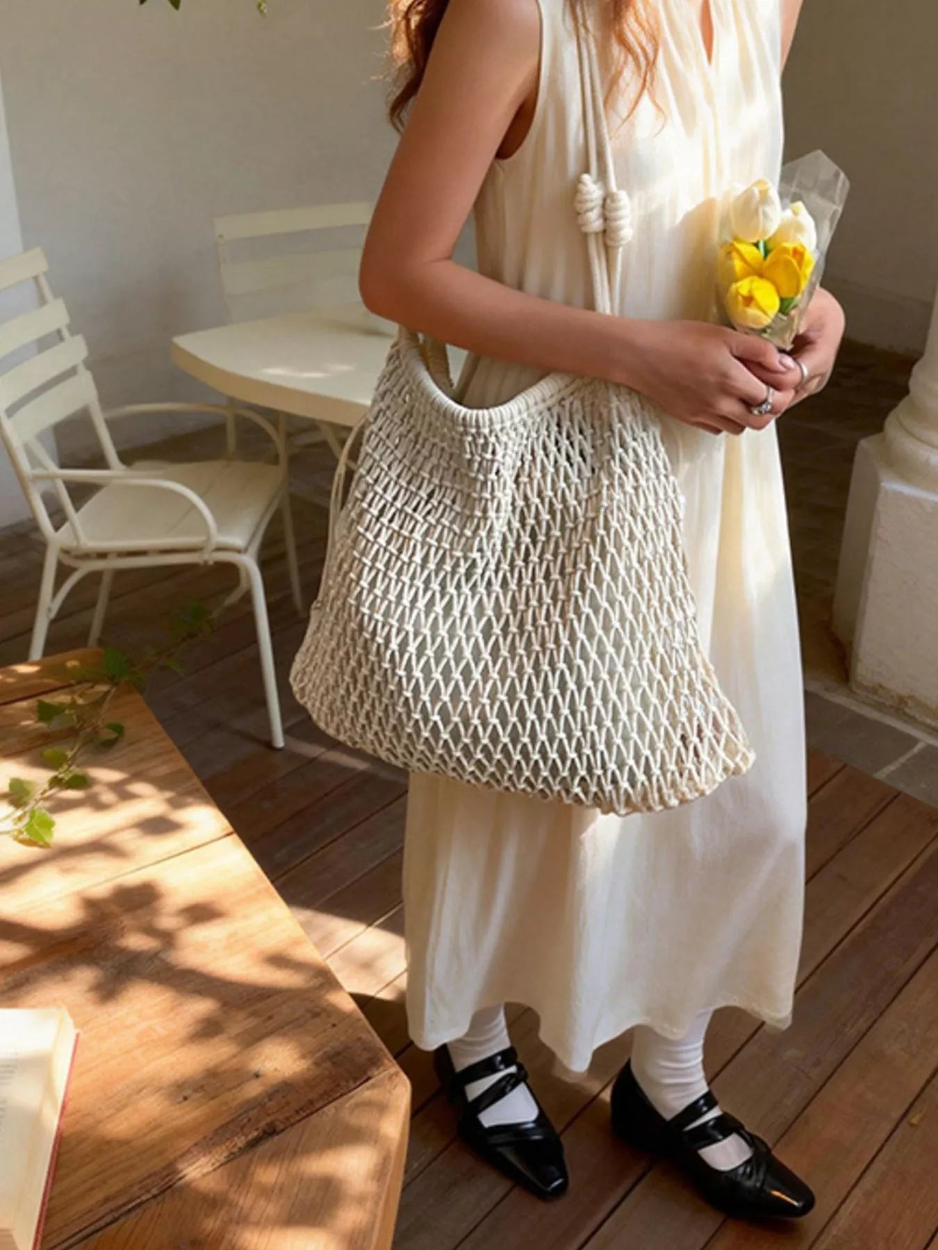 Woven Net Shoulder Bag - -