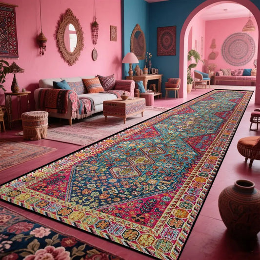 Vikama Vintage Persian Corridor Rug – Indoor/Outdoor Runner & Non-Slip Mat - - Rugs