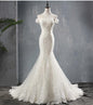 Elegant Mermaid Lace Bridal Gown - White XXL - dress
