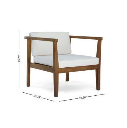 4-Piece Teak Acacia Wood Patio Chat Set with Cushions - -