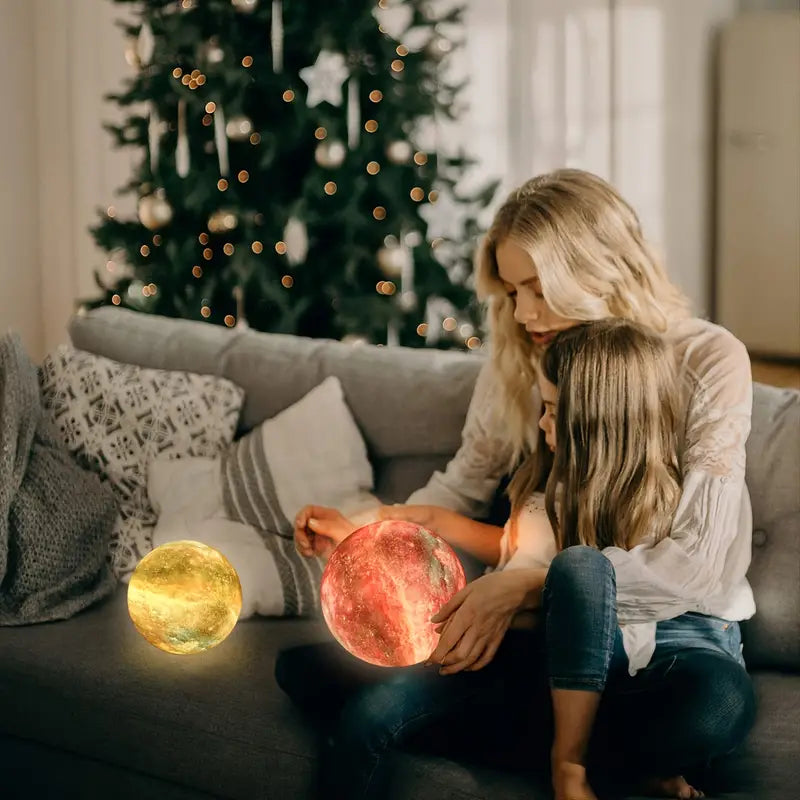 16-Color 3D LED Moon Light with Stand - Night Light - - night light