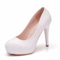 Chic 14cm Stiletto Wedding Pumps - White-11cm 38 -