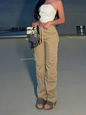Womens Retro Loose Denim Pants - Khaki S - Women's Fashion - Women's Clothing - Bottoms - Jeans