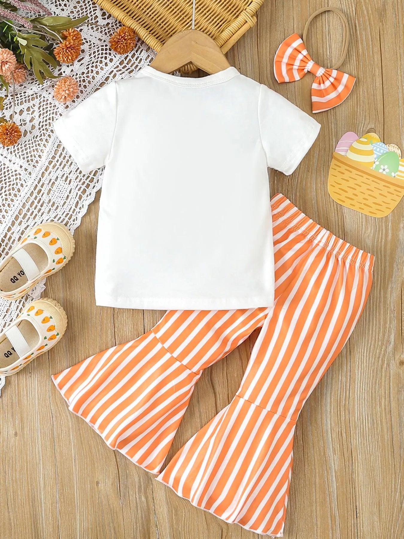 Children's Bunny Round Neck Tee and Pants Set - -