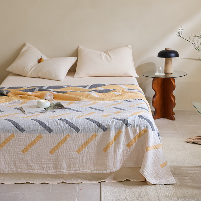 New Cotton Three-Layer Gauze Blanket for All Seasons - DUSA-yellow 200 * 230cm (about 1.25kg) - blanket