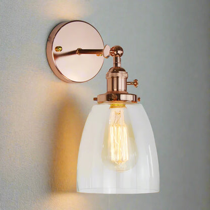 Loft Glass Rose Gold Iron Wall Light Vintage Wall Mount Light Sconce