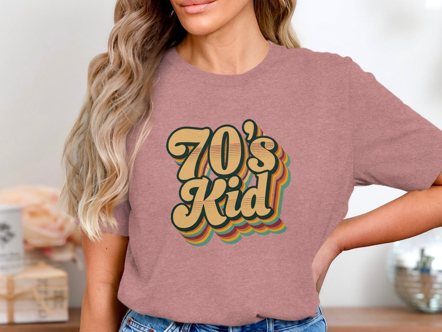 Retro Style 70s Kid With Colorful Layers T-Shirt