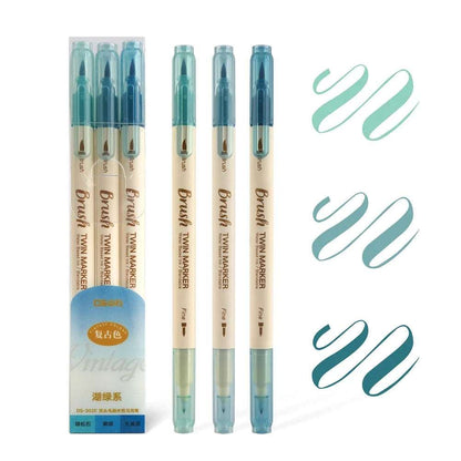 3Pcs Twin Marker Pens Fine Liner Water Based Ink Blendable Watercolor blue