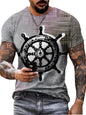 Men's Full Size Artistic Compass Graphic Round Neck T-Shirt Plus Size - Gray -