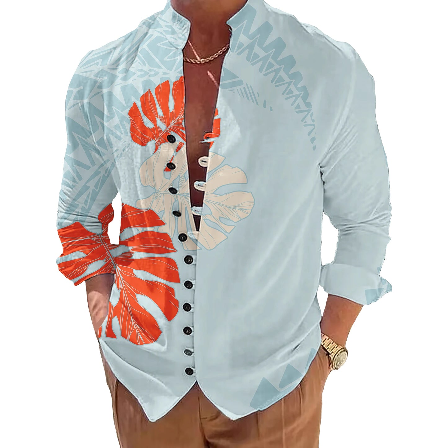 Polynesian Pattern Shirts for Men Oversized Shirts for Men Casual