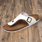 Summer Clip Toe Beach Sandals Cork Sandals White