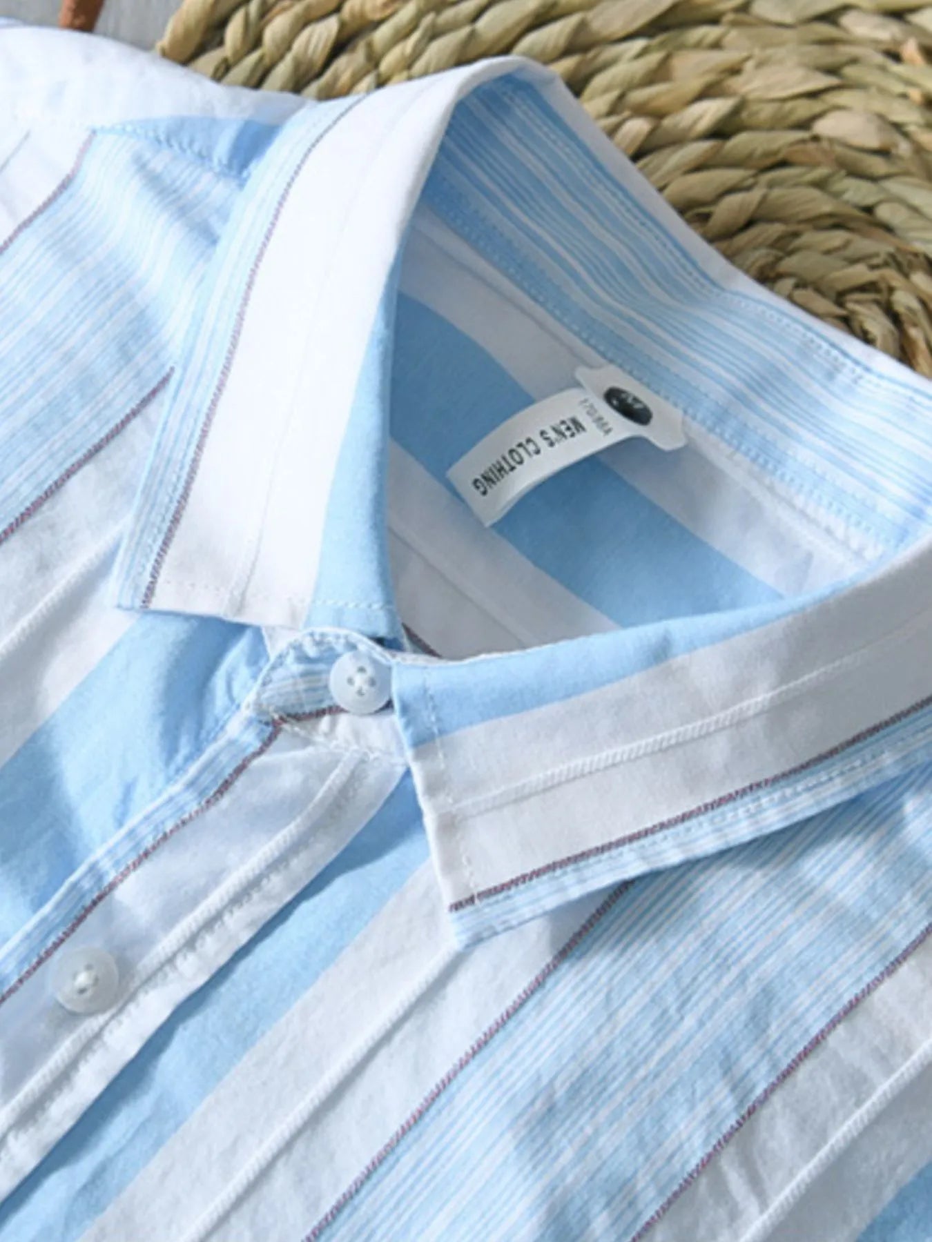 Men's Plus Size Striped Button Up Long Sleeve Shirt - -