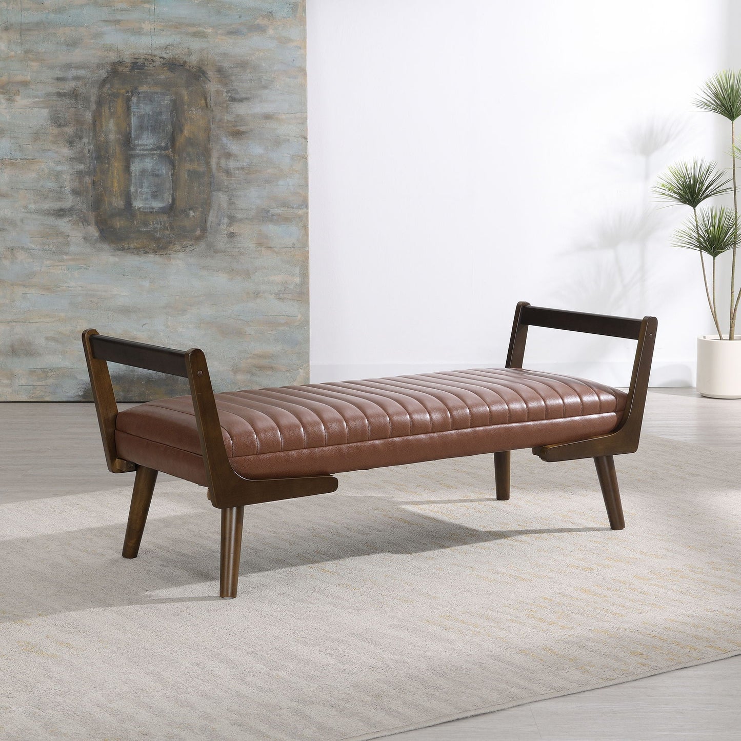 Mid-Century Bench With Wood Legs- Unique Piece Furniture- {{Product type}}