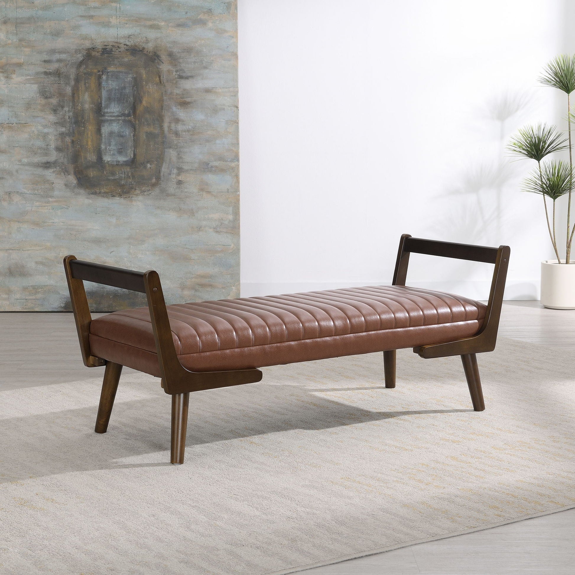 Mid-Century Bench With Wood Legs- Unique Piece Furniture- {{Product type}}