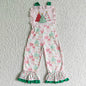 Baby Girls Christmas Tree Print Overalls