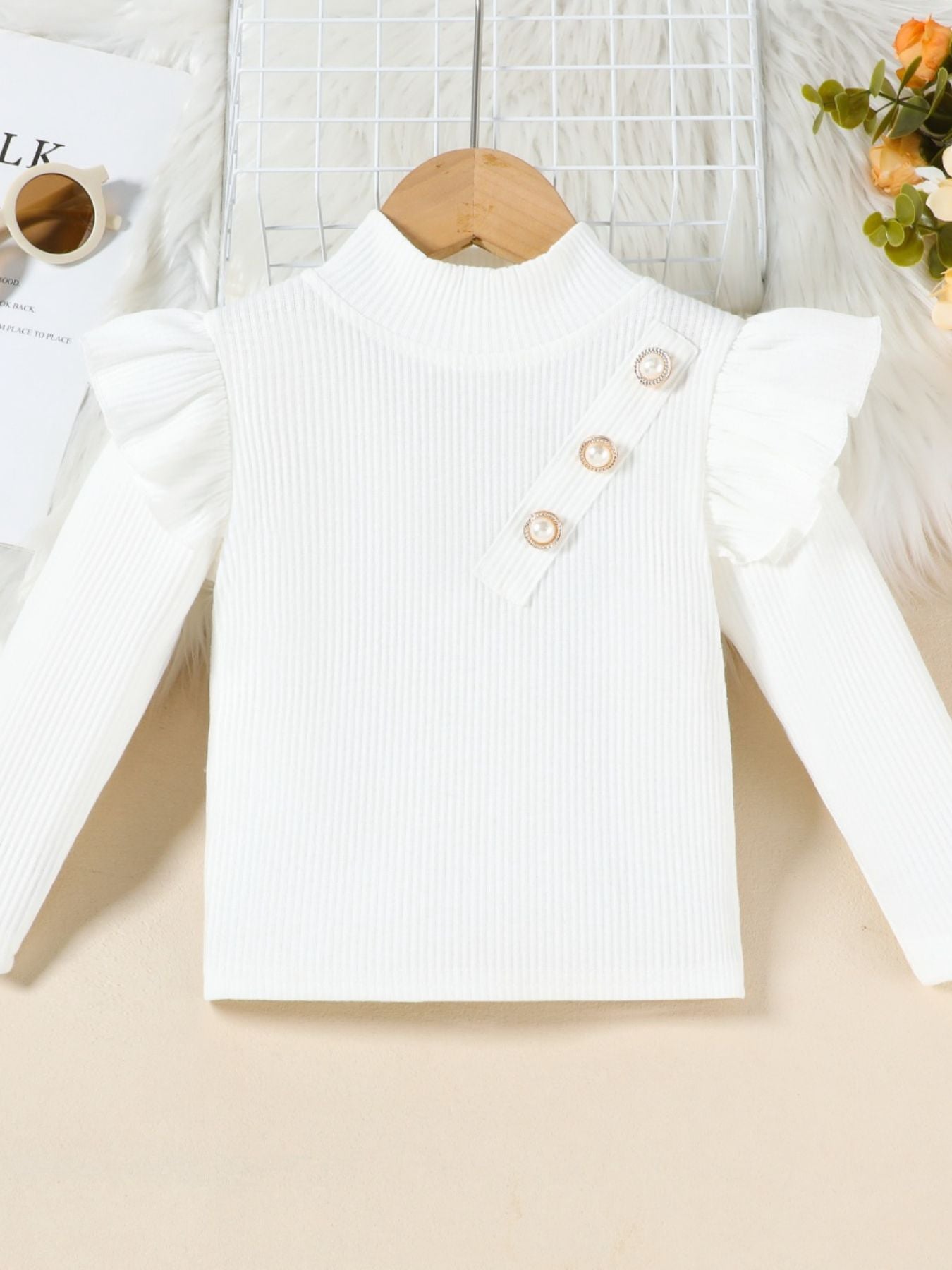 Children's Ruffle Sleeve Top & Tweed Skirt Set - -