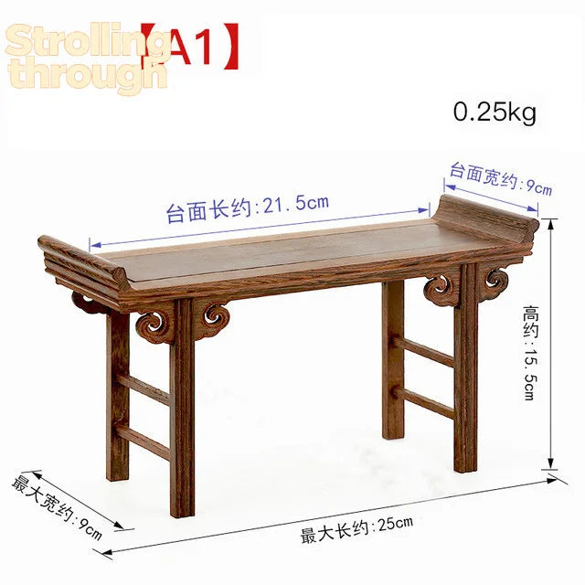 Chinese Redwood Low Tea Table and Display Stand - -