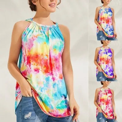 Oversized Gradient Print Women Top Beach Tshirt Loose Casual Tops