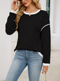 Contrast Trim Long Sleeve Sweatshirt - Black -