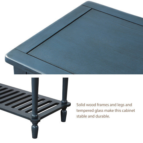 Navy Blue Sideboard Console Table With Base Frame - - cabinet