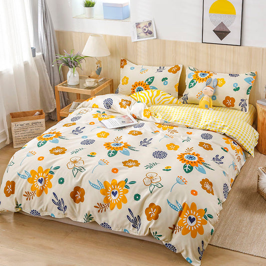 Flower Design Polyester Duvet Set Bedding Set Duvet Cover Comforter Cover Set