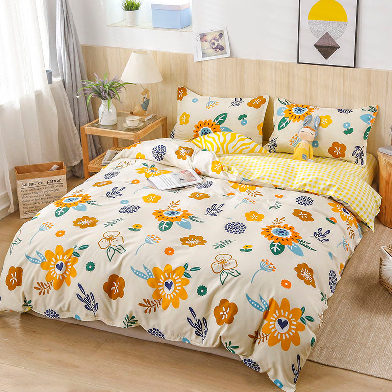 Flower Design Polyester Duvet Set Bedding Set Duvet Cover Comforter Cover Set