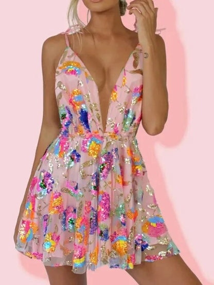 Summer Sequin Dress - - dress