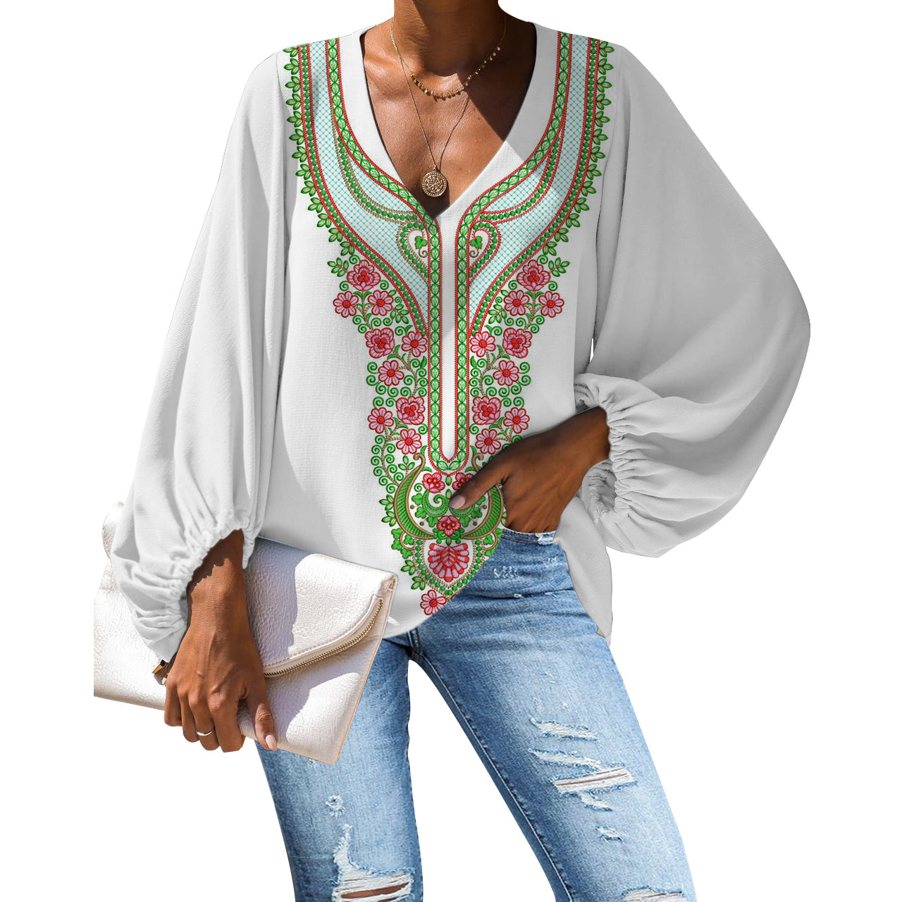 Womens Blouses Plus Size Chiffon Long Sleeve Loose Blouses