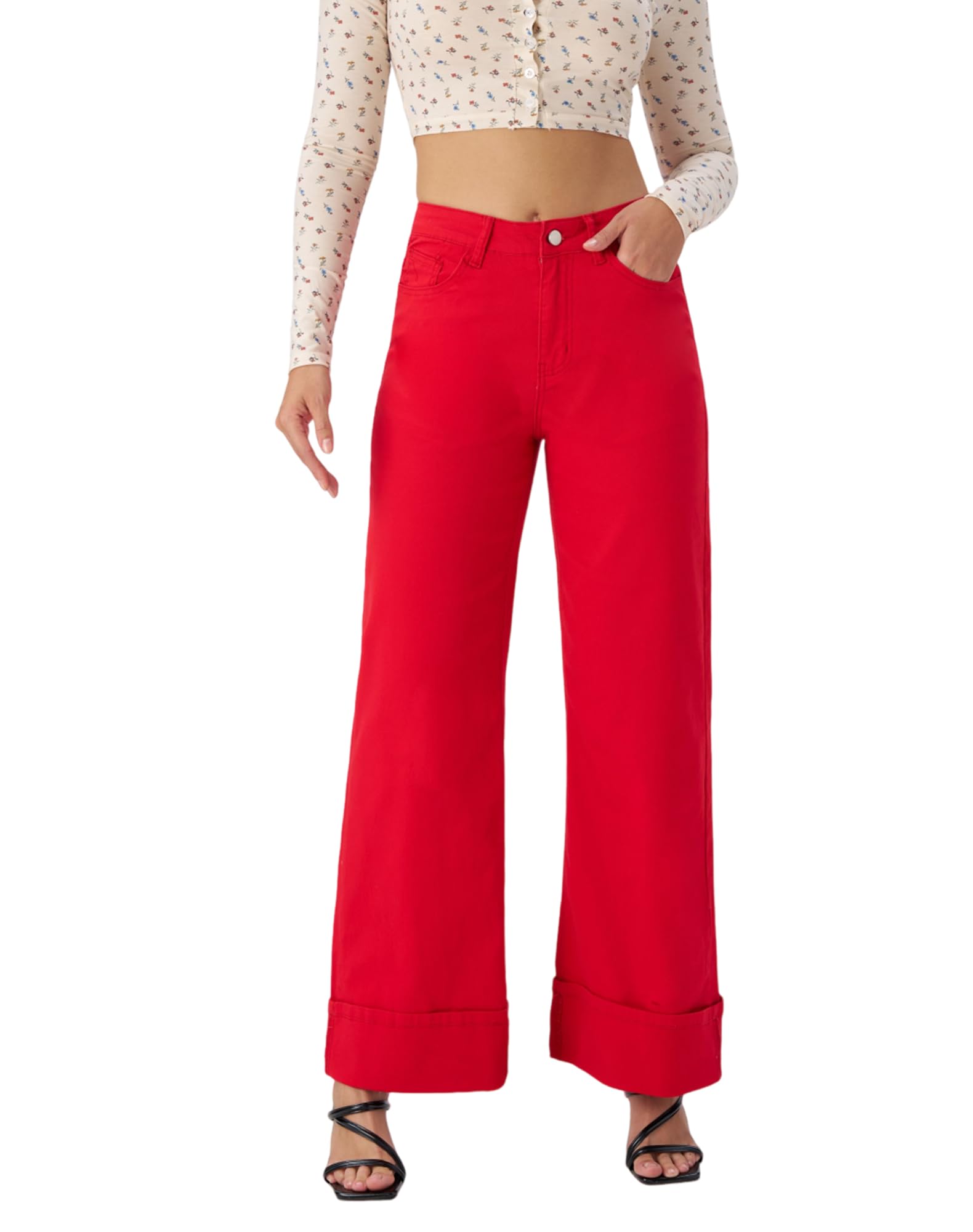 Myzellia Stretch Denim Flare Jeans Red Large - Red Large - Women's Fashion - Women's Clothing - Bottoms - Jeans