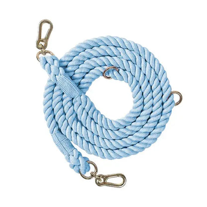 Braided Cotton Rope Dog Leash Light Blue Small