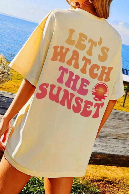 LET'S WATCH THE SUNSET Round Neck T-Shirt - - Clothing & Fashion