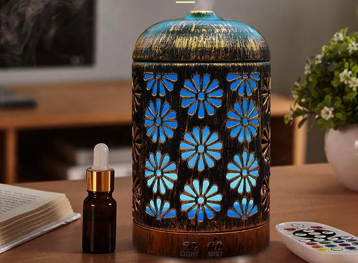 Ultrasonic Night Light Hollow Carved Mist Air Humidifier Essential Oil Diffuser