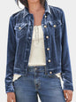 Button Up Long Sleeve Jacket with Chest Pockets - Navy -