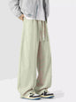 Men's Plus Size Loose Fit Drawstring Wide Leg Pants - Beige -