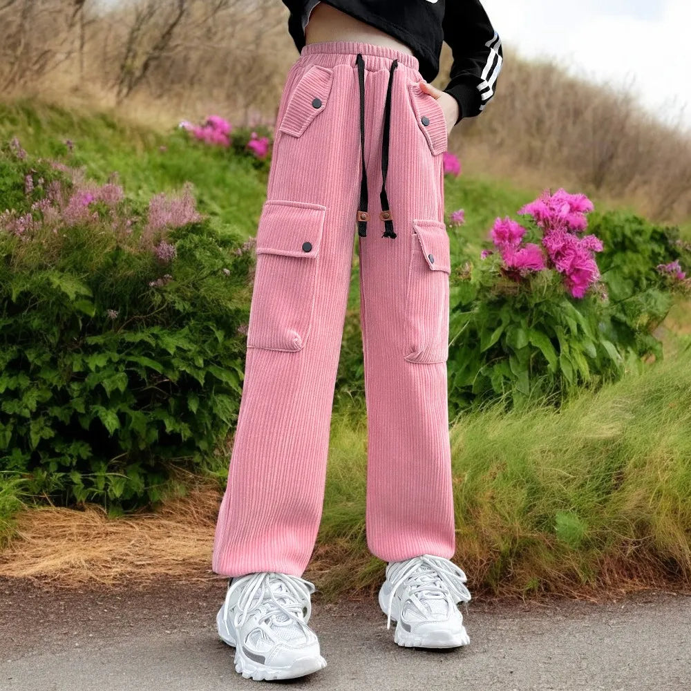 Girls Cargo Pants Pink