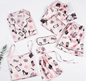 7pc Long Sleeve Pajama Sleepwear Sets Black Pink