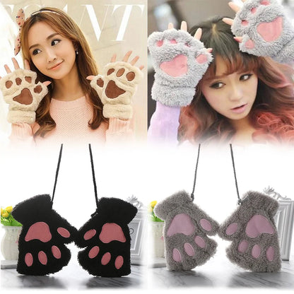 Fluffy Cat Paw Gloves