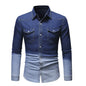 Men's Gradient Denim Long Sleeve Shirt - Kia Day Design