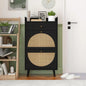 ZeHuoGe Natural Rattan Shoe Cabinet with 2 Flip Drawers Black Shoe Rack Storage Cabinet for Heels Slippers Free Standing Shoe Rack for Entrance Hallway (Black) Kia Day Design